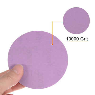 Harfington 50pcs 10000 Grit Purple Sanding Discs 3 Inch Hook and Loop Circular Sandpapers