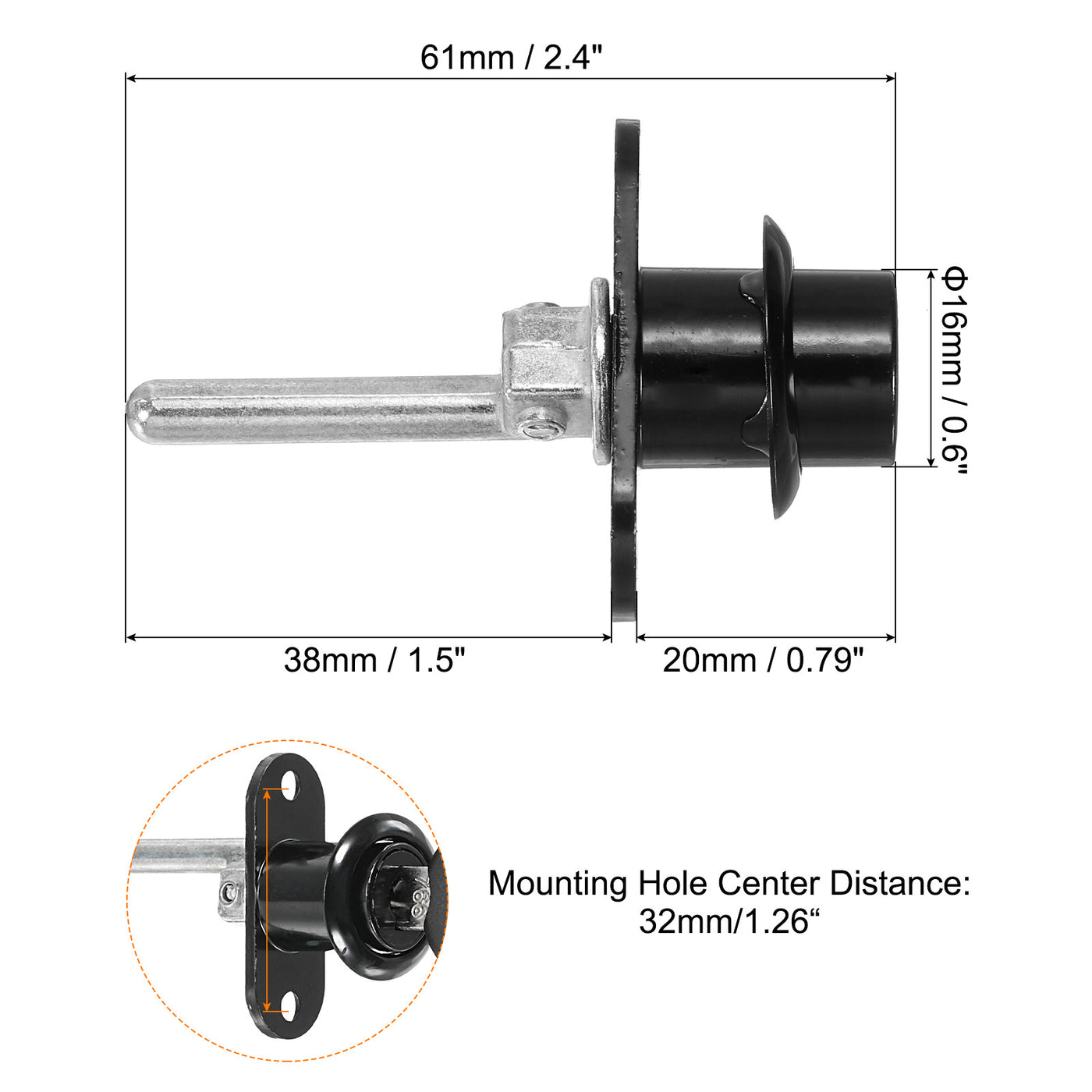 Harfington 16mm Drawer Locks with Keys, 2 Pack Zinc Alloy Office Drawer Lock Keyed Different for Furniture Showcase Locker, Black