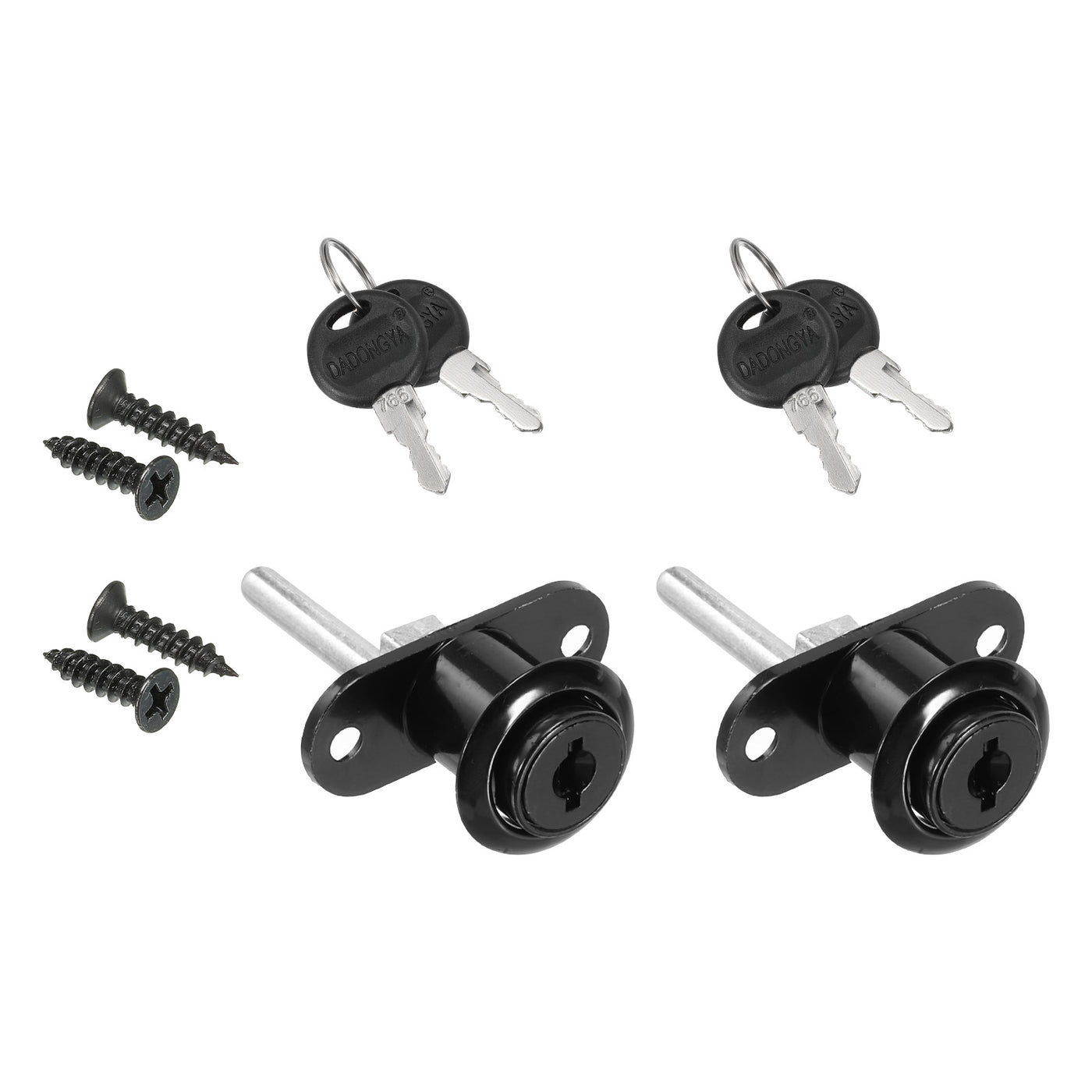 Harfington 16mm Drawer Locks with Keys, 2 Pack Zinc Alloy Office Drawer Lock Keyed Different for Furniture Showcase Locker, Black