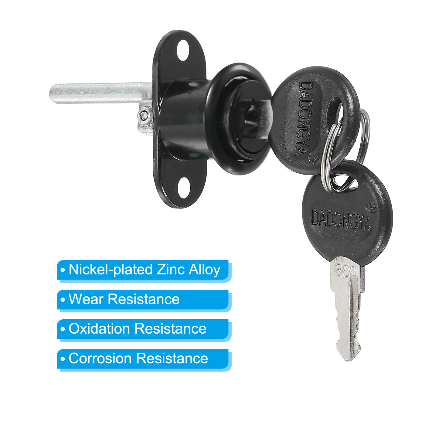 Harfington 19mm Drawer Locks with Keys, 2 Pack Zinc Alloy Office Drawer Lock Keyed Different for Furniture Showcase Locker, Black