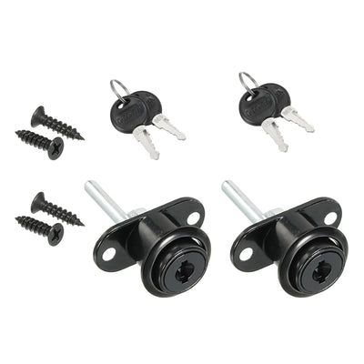 Harfington 19mm Drawer Locks with Keys, 2 Pack Zinc Alloy Office Drawer Lock Keyed Different for Furniture Showcase Locker, Black