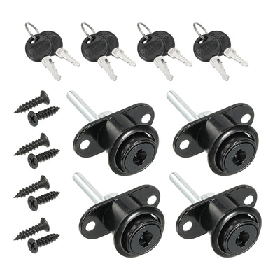 Harfington 19mm Drawer Locks with Keys, 4 Pack Zinc Alloy Office Drawer Lock Keyed Different for Furniture Showcase Locker, Black