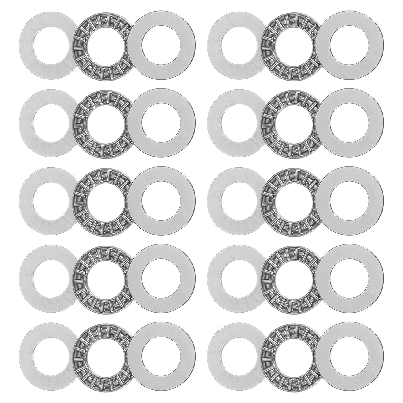 uxcell Uxcell AXK1528 Axial-Nadellager mit Unterlegscheiben 15mm Bohrung 28mm Außendurchmesser 2mm Breite 10 Stück