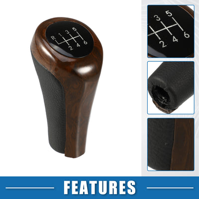 Harfington Automatic Transmission Gear Shift Knob 6 Speed for BMW 1 3 5 6 7 Series Black Red Wood Pattern