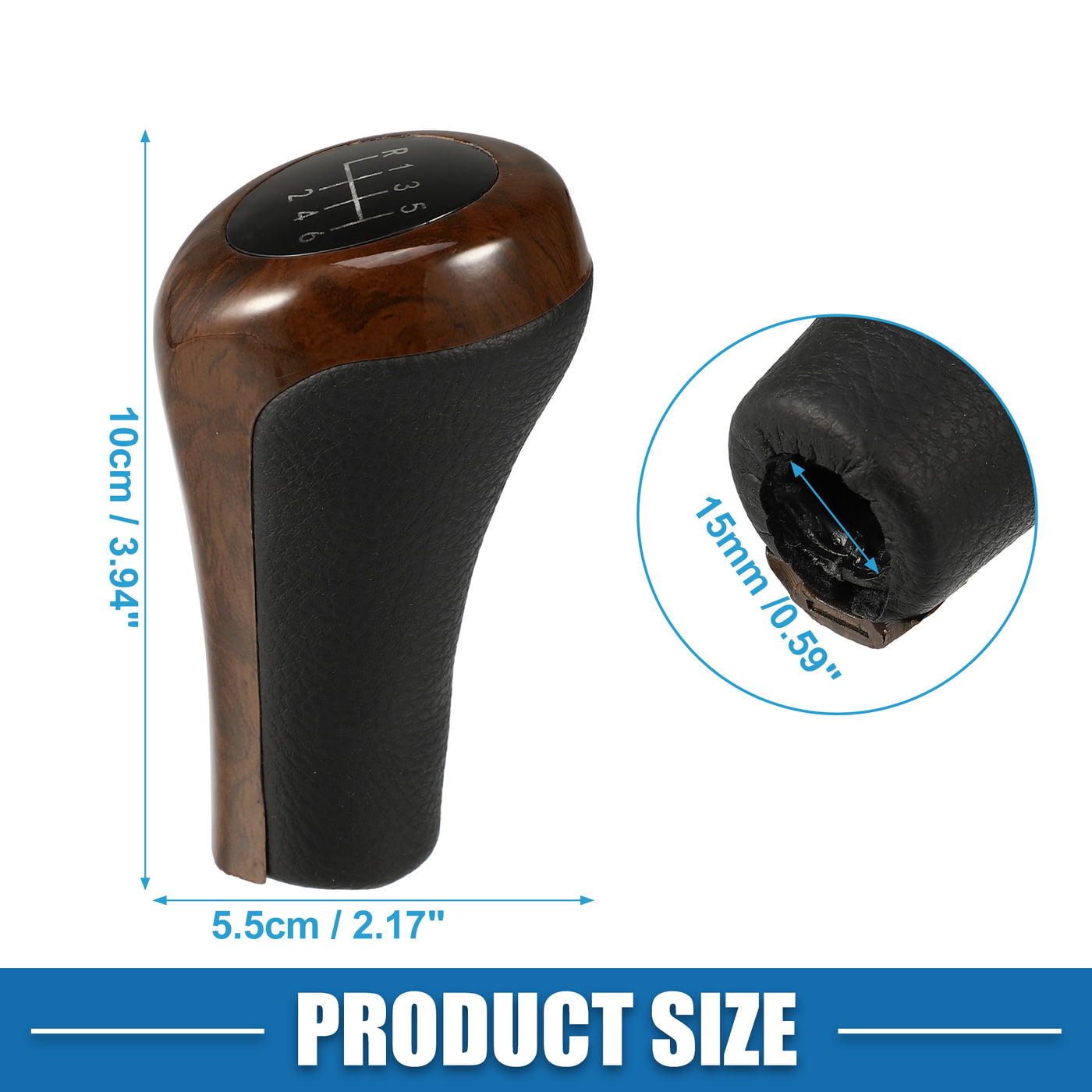 A ABSOPRO Automatic Transmission Gear Shift Knob 6 Speed for BMW 1 3 5 6 7 Series Black Red Wood Pattern