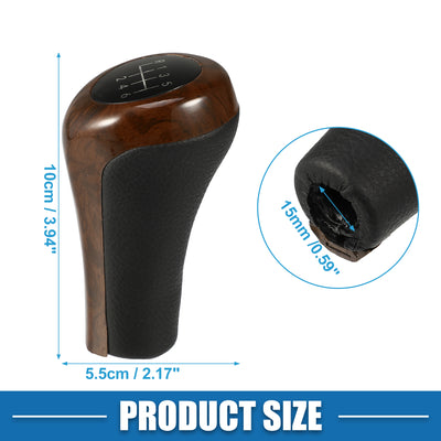 Harfington Automatic Transmission Gear Shift Knob 6 Speed for BMW 1 3 5 6 7 Series Black Red Wood Pattern