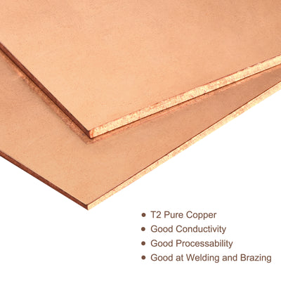 Harfington Uxcell Pure Copper Sheet, 6" x 6" x 0.024" 22 Gauge T2 Copper Metal Plate