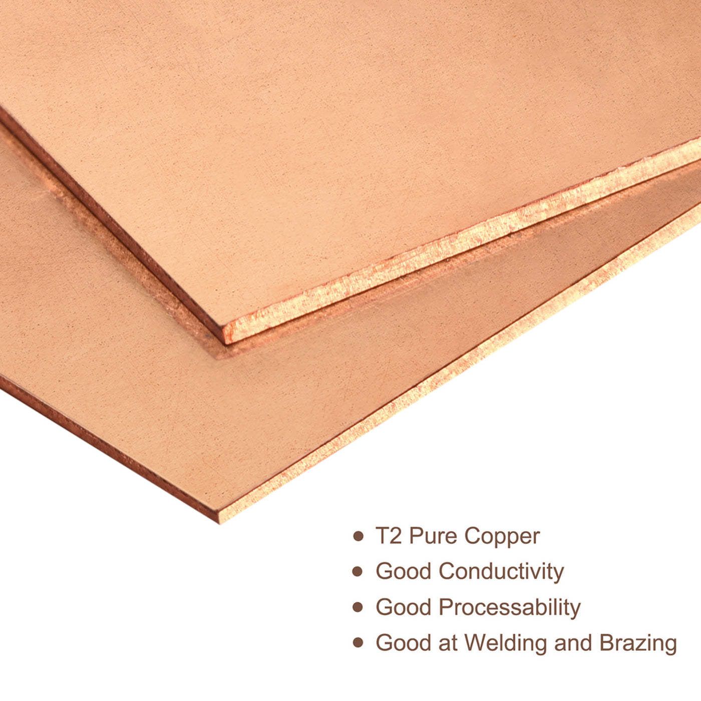 uxcell Uxcell Pure Copper Sheet, 2pcs 4" x 4" x 0.03" 20 Gauge T2 Copper Metal Plate