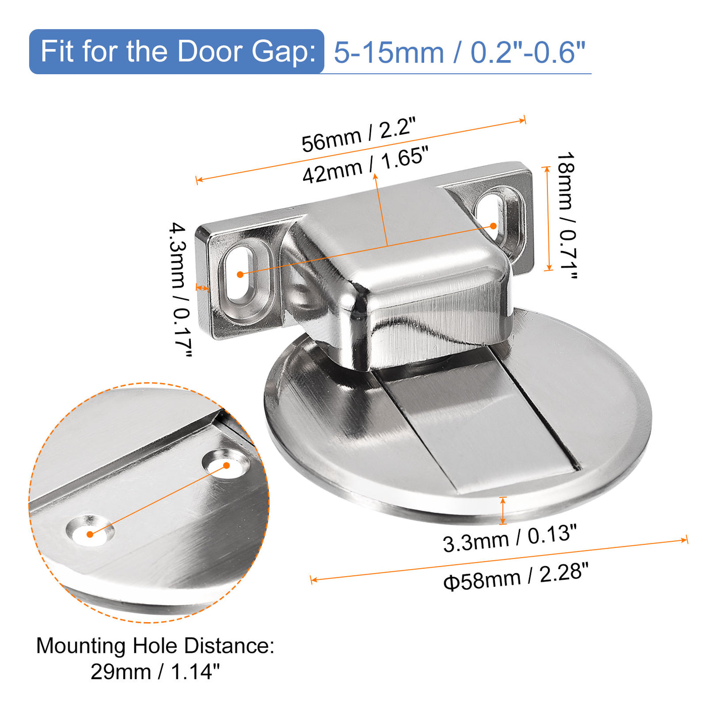 uxcell Uxcell Magnetic Door Stopper Magnets Door Stops Catch Floor Door Holder, Silver Tone