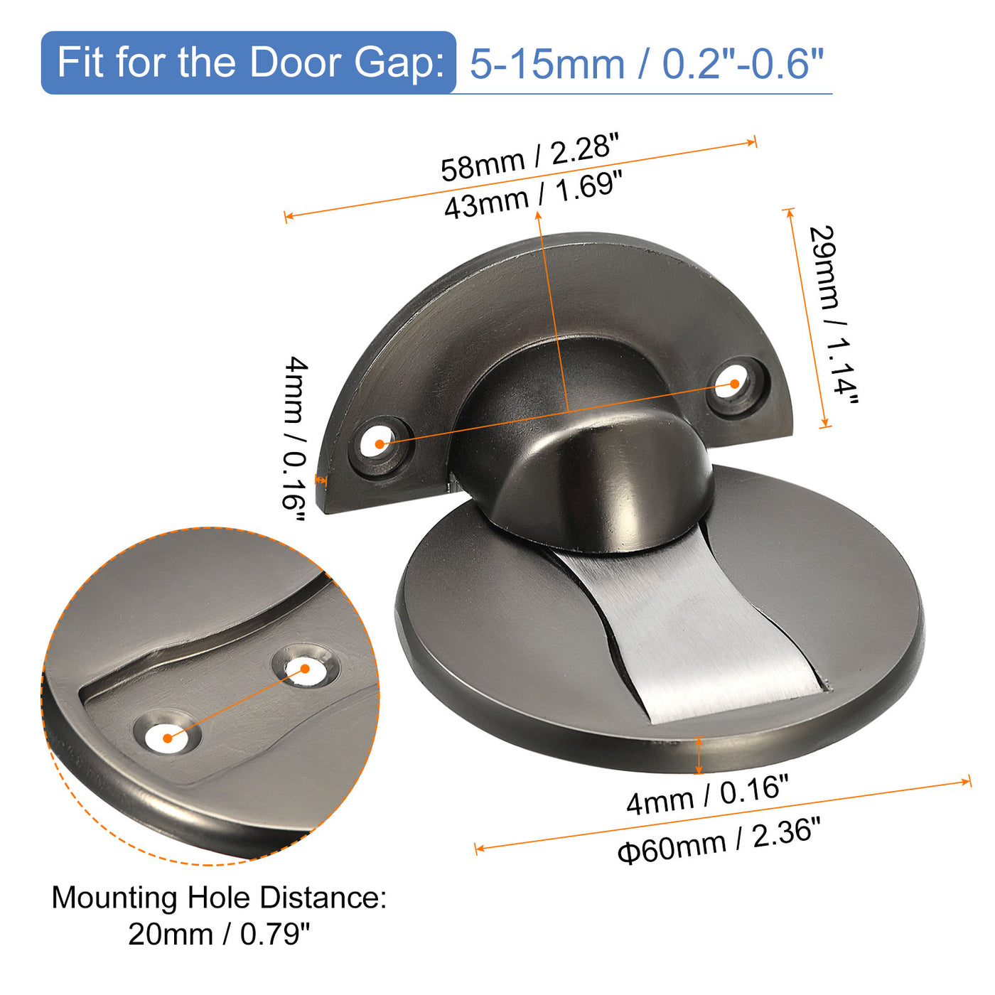 uxcell Uxcell Magnetic Door Stopper, 2pcs Magnets Door Stops Door Catch, Gun-gray