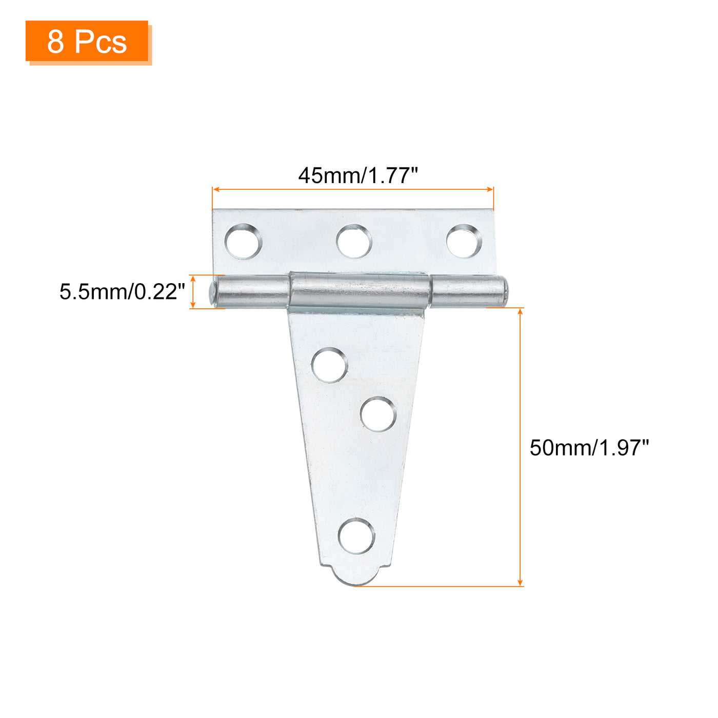 uxcell Uxcell 8Pcs T-Strap Door Hinges, 2" Wrought Tee Shed Gate Hinges Iron Hardware for Wooden Barn, Fence, Yard Door Hinges (White Zinc)