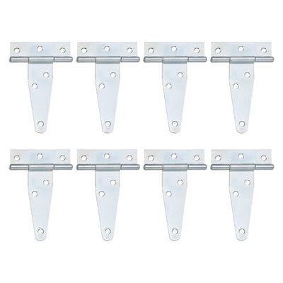 Harfington Uxcell 8Pcs T-Strap Door Hinges, 3" Wrought Tee Shed Gate Hinges Iron Hardware for Wooden Barn, Fence, Yard Door Hinges (White Zinc)