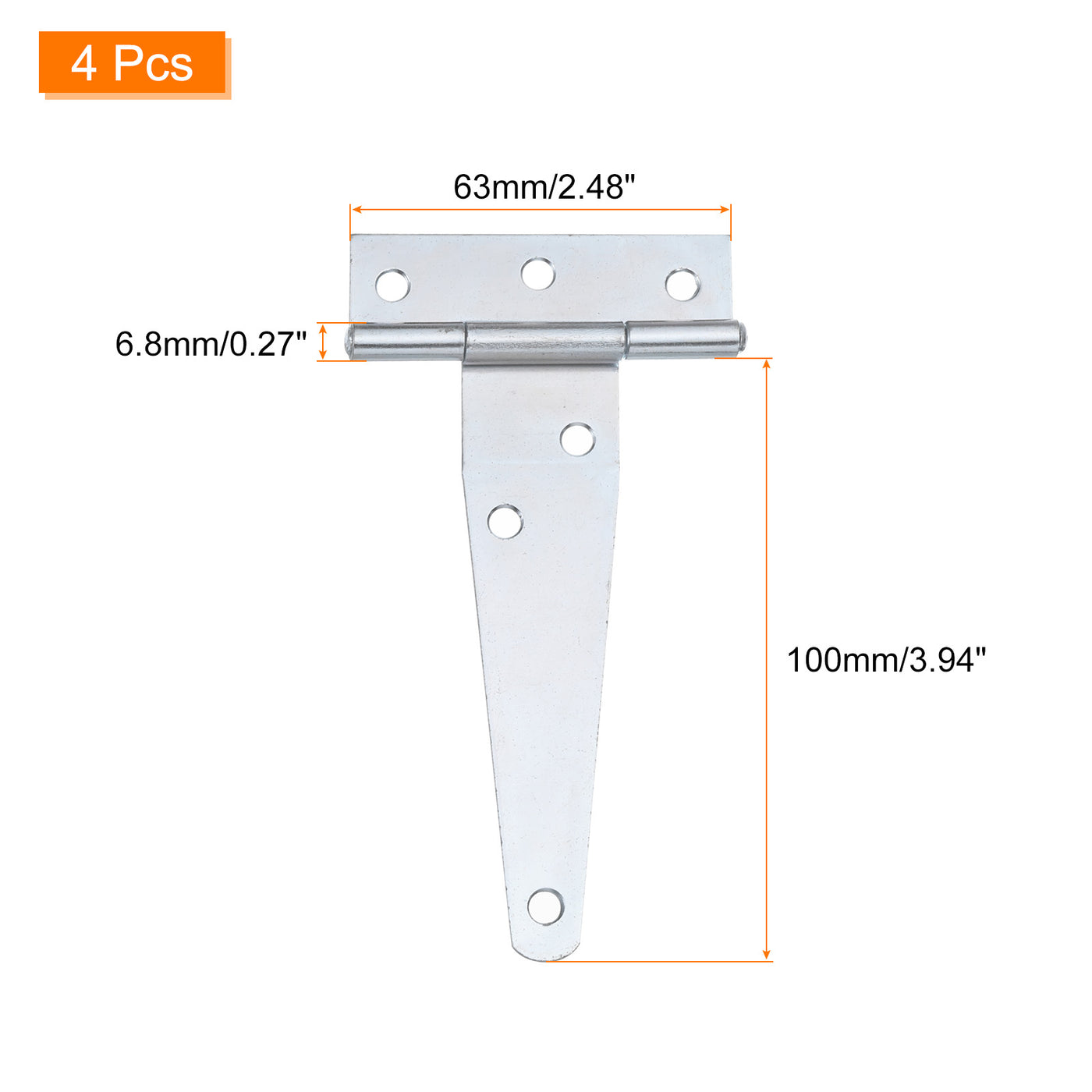 uxcell Uxcell 4Stk T-Riemen Türscharniere 4" Geschmiedet Tee Schuppen Tor Scharniere Eisen Hardware für Holz Scheune Zaun Yard Türscharniere (Weißes verzinkt)