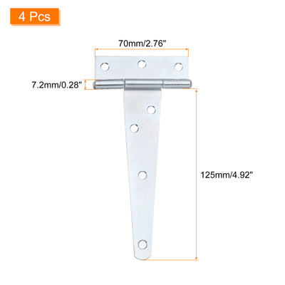 Harfington Uxcell 4Pcs T-Strap Door Hinges, 5" Wrought Tee Shed Gate Hinges Iron Hardware for Wooden Barn, Fence, Yard Door Hinges (White Zinc)