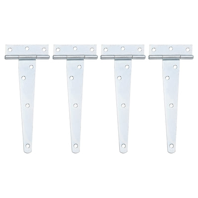 Harfington Uxcell 4Pcs T-Strap Door Hinges, 6" Wrought Tee Shed Gate Hinges Iron Hardware for Wooden Barn, Fence, Yard Door Hinges (White Zinc)