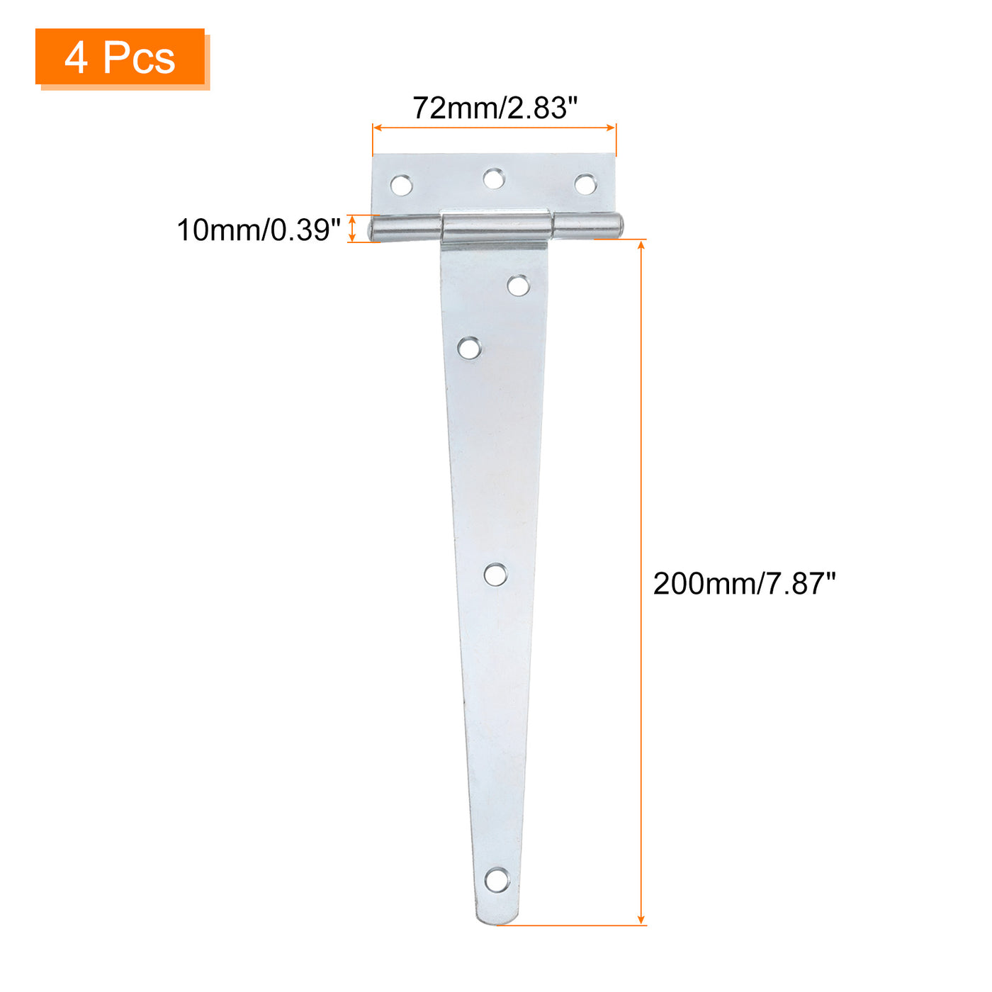 uxcell Uxcell 4Pcs T-Strap Door Hinges, 9" Wrought Tee Shed Gate Hinges Iron Hardware for Wooden Barn, Fence, Yard Door Hinges (White Zinc)