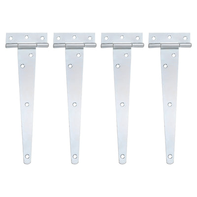 Harfington Uxcell 4Pcs T-Strap Door Hinges, 9" Wrought Tee Shed Gate Hinges Iron Hardware for Wooden Barn, Fence, Yard Door Hinges (White Zinc)