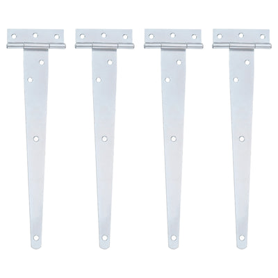 Harfington Uxcell 4Pcs T-Strap Door Hinges, 10" Wrought Tee Shed Gate Hinges Iron Hardware for Wooden Barn, Fence, Yard Door Hinges (White Zinc)