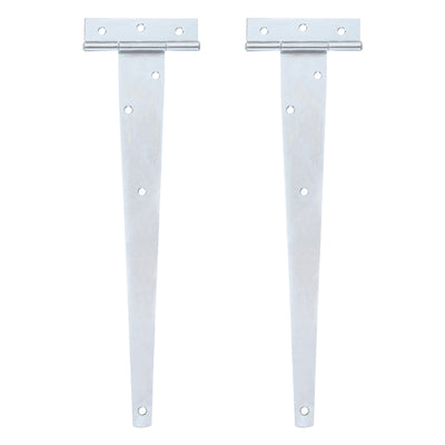 Harfington Uxcell 2Pcs T-Strap Door Hinges, 12" Wrought Tee Shed Gate Hinges Iron Hardware for Wooden Barn, Fence, Yard Door Hinges (White Zinc)