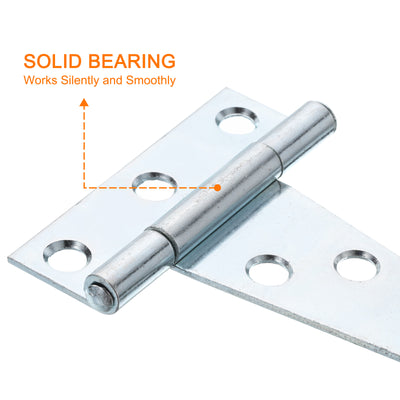 Harfington Uxcell 6Pcs T-Strap Door Hinges, 2" Wrought Tee Shed Gate Hinges Iron Hardware for Wooden Barn, Fence, Yard Door Hinges (White Zinc)