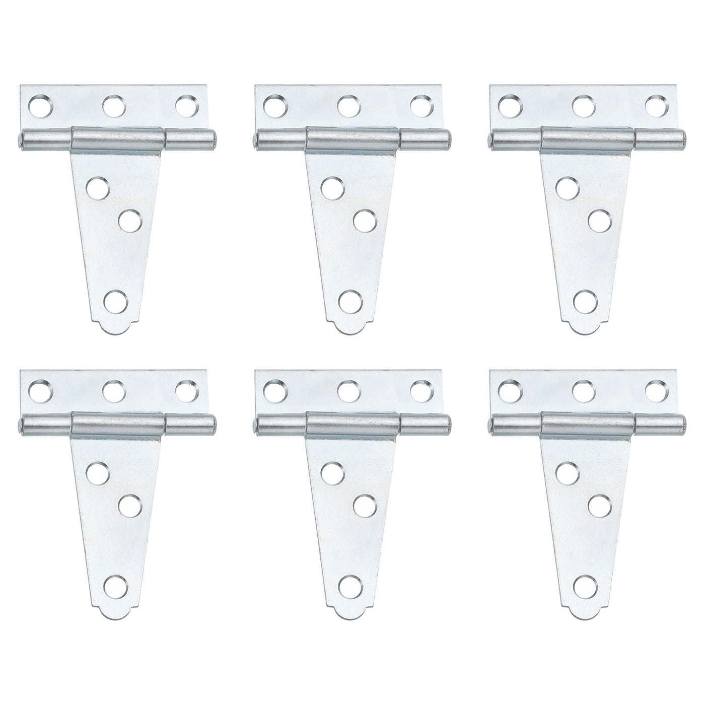 uxcell Uxcell 6Pcs T-Strap Door Hinges, 2" Wrought Tee Shed Gate Hinges Iron Hardware for Wooden Barn, Fence, Yard Door Hinges (White Zinc)