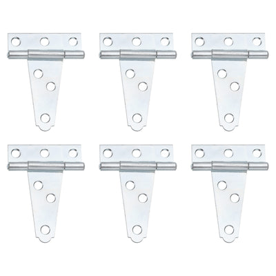 Harfington Uxcell 6Pcs T-Strap Door Hinges, 2" Wrought Tee Shed Gate Hinges Iron Hardware for Wooden Barn, Fence, Yard Door Hinges (White Zinc)