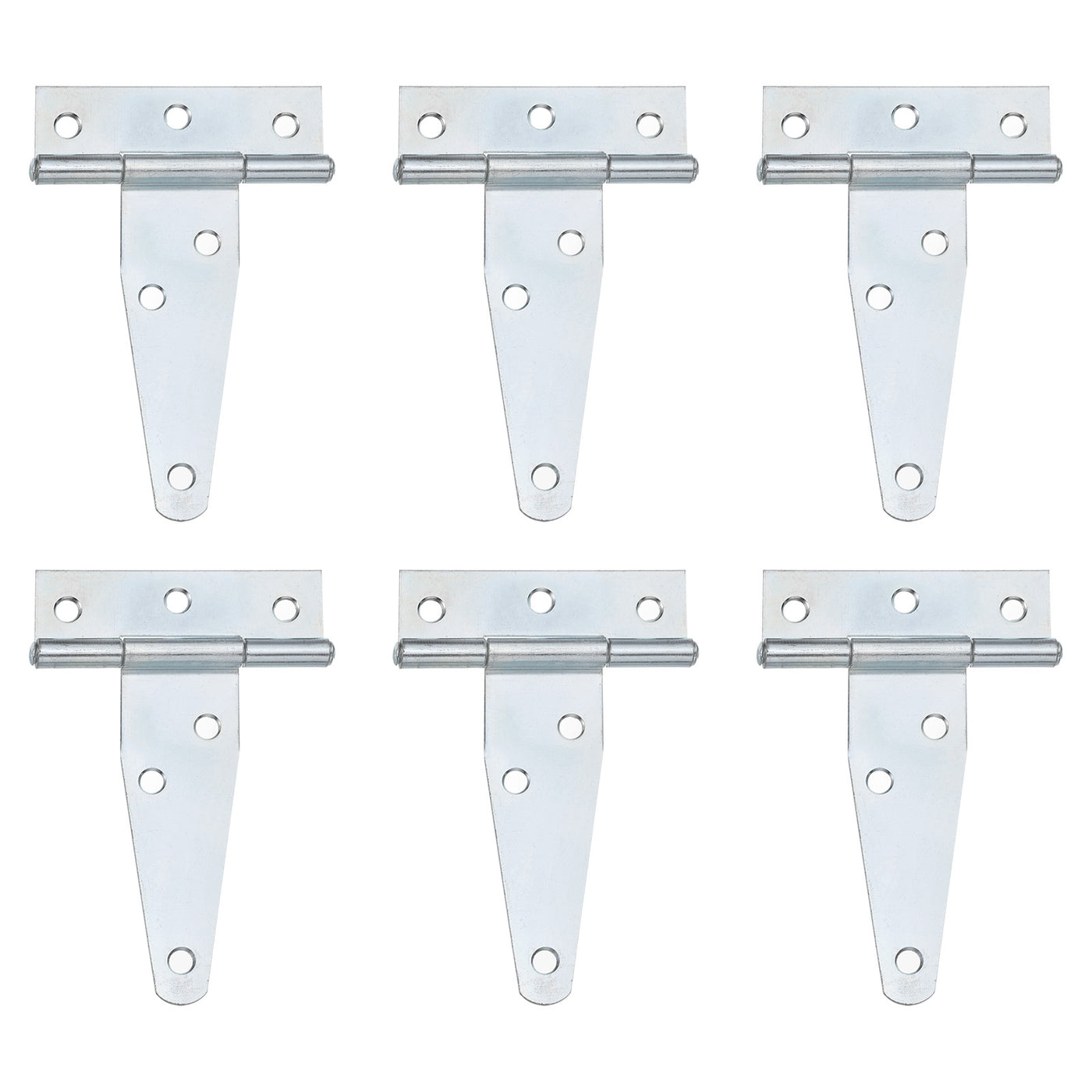 uxcell Uxcell 6Pcs T-Strap Door Hinges, 3" Wrought Tee Shed Gate Hinges Iron Hardware for Wooden Barn, Fence, Yard Door Hinges (White Zinc)