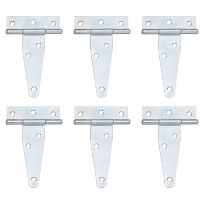 Harfington Uxcell 6Pcs T-Strap Door Hinges, 3" Wrought Tee Shed Gate Hinges Iron Hardware for Wooden Barn, Fence, Yard Door Hinges (White Zinc)