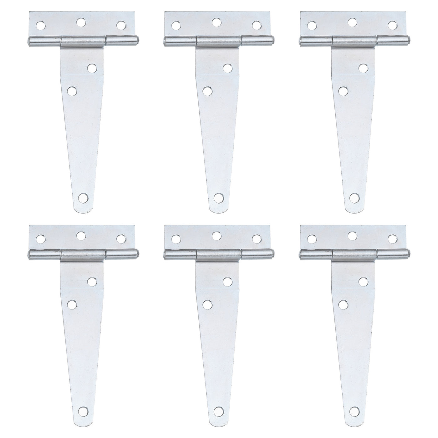 uxcell Uxcell 6Pcs T-Strap Door Hinges, 4" Wrought Tee Shed Gate Hinges Iron Hardware for Wooden Barn, Fence, Yard Door Hinges (White Zinc)