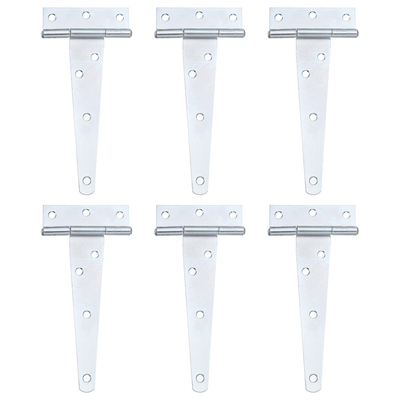 uxcell Uxcell 6Pcs T-Strap Door Hinges, 5" Wrought Tee Shed Gate Hinges Iron Hardware for Wooden Barn, Fence, Yard Door Hinges (White Zinc)