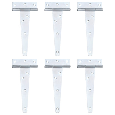 Harfington Uxcell 6Pcs T-Strap Door Hinges, 5" Wrought Tee Shed Gate Hinges Iron Hardware for Wooden Barn, Fence, Yard Door Hinges (White Zinc)