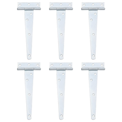 Harfington Uxcell 6Pcs T-Strap Door Hinges, 6" Wrought Tee Shed Gate Hinges Iron Hardware for Wooden Barn, Fence, Yard Door Hinges (White Zinc)