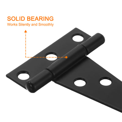 Harfington Uxcell 8Pcs T-Strap Door Hinges, 2" Wrought Tee Shed Gate Hinges Iron Hardware for Wooden Barn, Fence, Yard Door Hinges (Black)