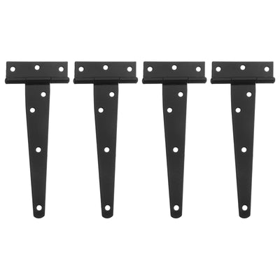 Harfington Uxcell 4Pcs T-Strap Door Hinges, 6" Wrought Tee Shed Gate Hinges Iron Hardware for Wooden Barn, Fence, Yard Door Hinges (Black)