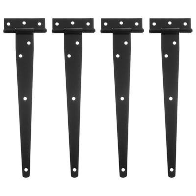 Harfington Uxcell 4Pcs T-Strap Door Hinges, 10" Wrought Tee Shed Gate Hinges Iron Hardware for Wooden Barn, Fence, Yard Door Hinges (Black)