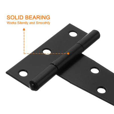 Harfington Uxcell 2Pcs T-Strap Door Hinges, 12" Wrought Tee Shed Gate Hinges Iron Hardware for Wooden Barn, Fence, Yard Door Hinges (Black)