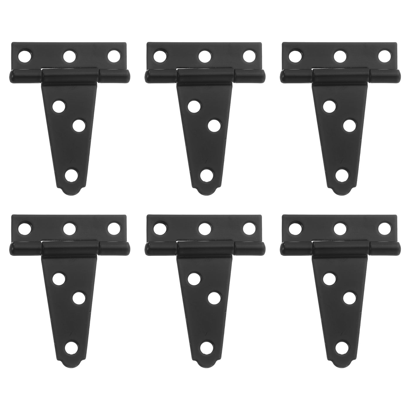 uxcell Uxcell 6Pcs T-Strap Door Hinges, 2" Wrought Tee Shed Gate Hinges Iron Hardware for Wooden Barn, Fence, Yard Door Hinges (Black)