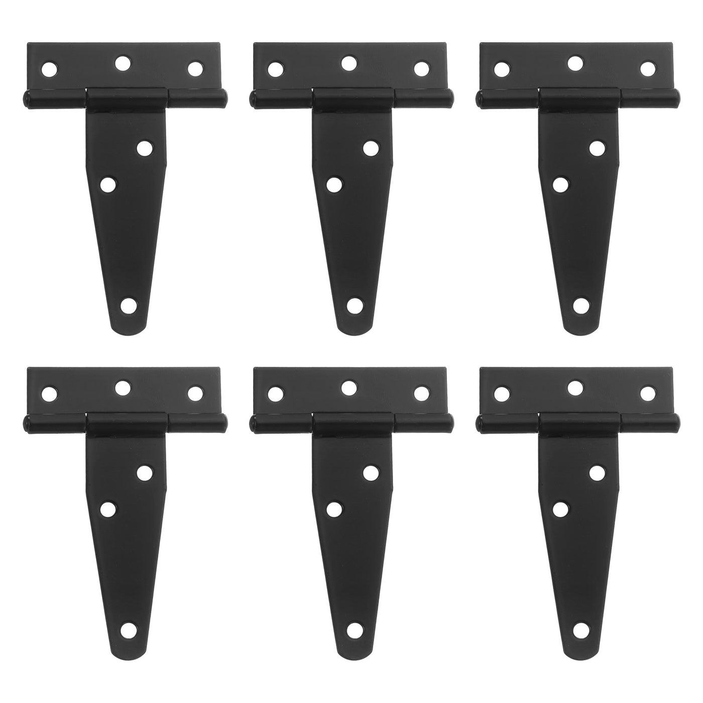 uxcell Uxcell 6Pcs T-Strap Door Hinges, 3" Wrought Tee Shed Gate Hinges Iron Hardware for Wooden Barn, Fence, Yard Door Hinges (Black)