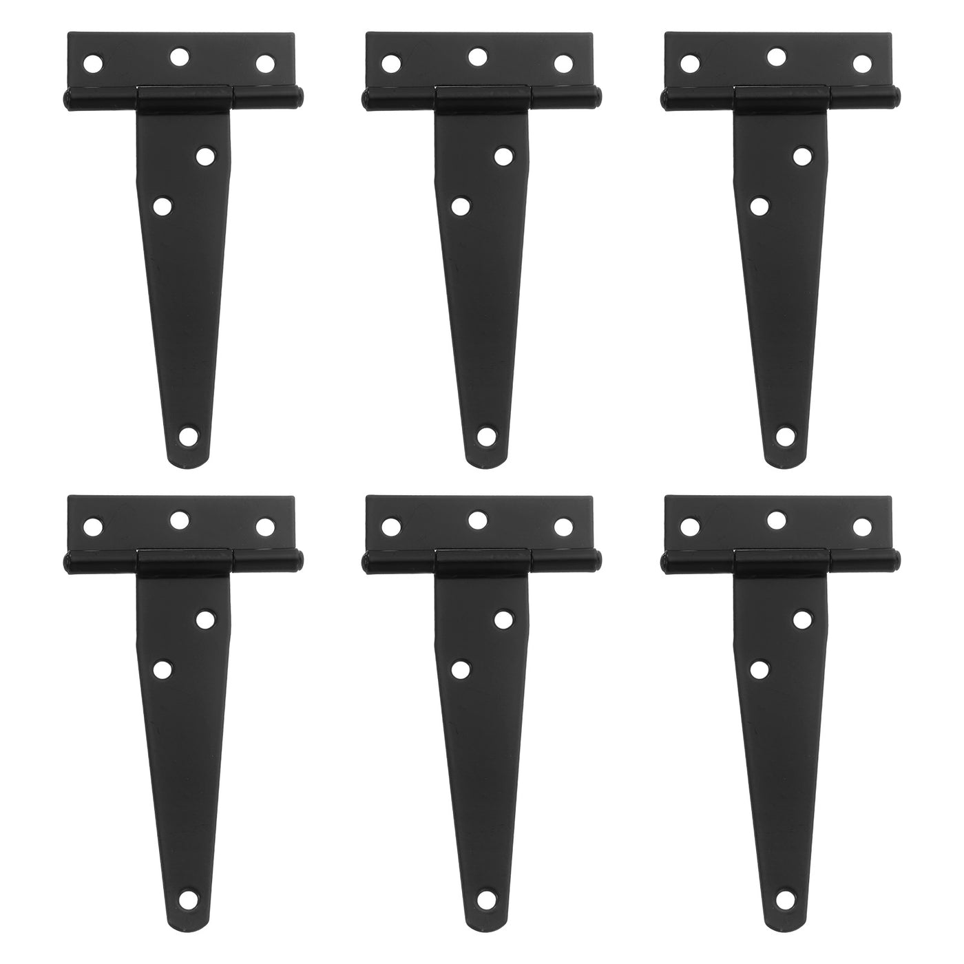 uxcell Uxcell 6Pcs T-Strap Door Hinges, 4" Wrought Tee Shed Gate Hinges Iron Hardware for Wooden Barn, Fence, Yard Door Hinges (Black)