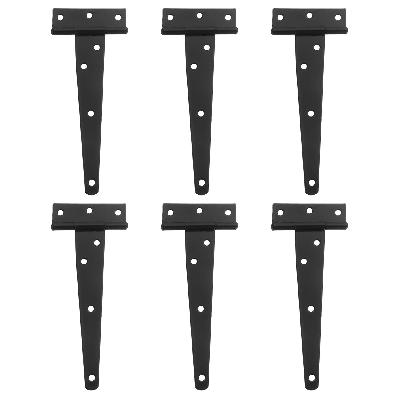 uxcell Uxcell 6Pcs T-Strap Door Hinges, 6" Wrought Tee Shed Gate Hinges Iron Hardware for Wooden Barn, Fence, Yard Door Hinges (Black)