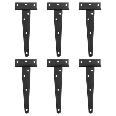 Harfington Uxcell 6Pcs T-Strap Door Hinges, 6" Wrought Tee Shed Gate Hinges Iron Hardware for Wooden Barn, Fence, Yard Door Hinges (Black)