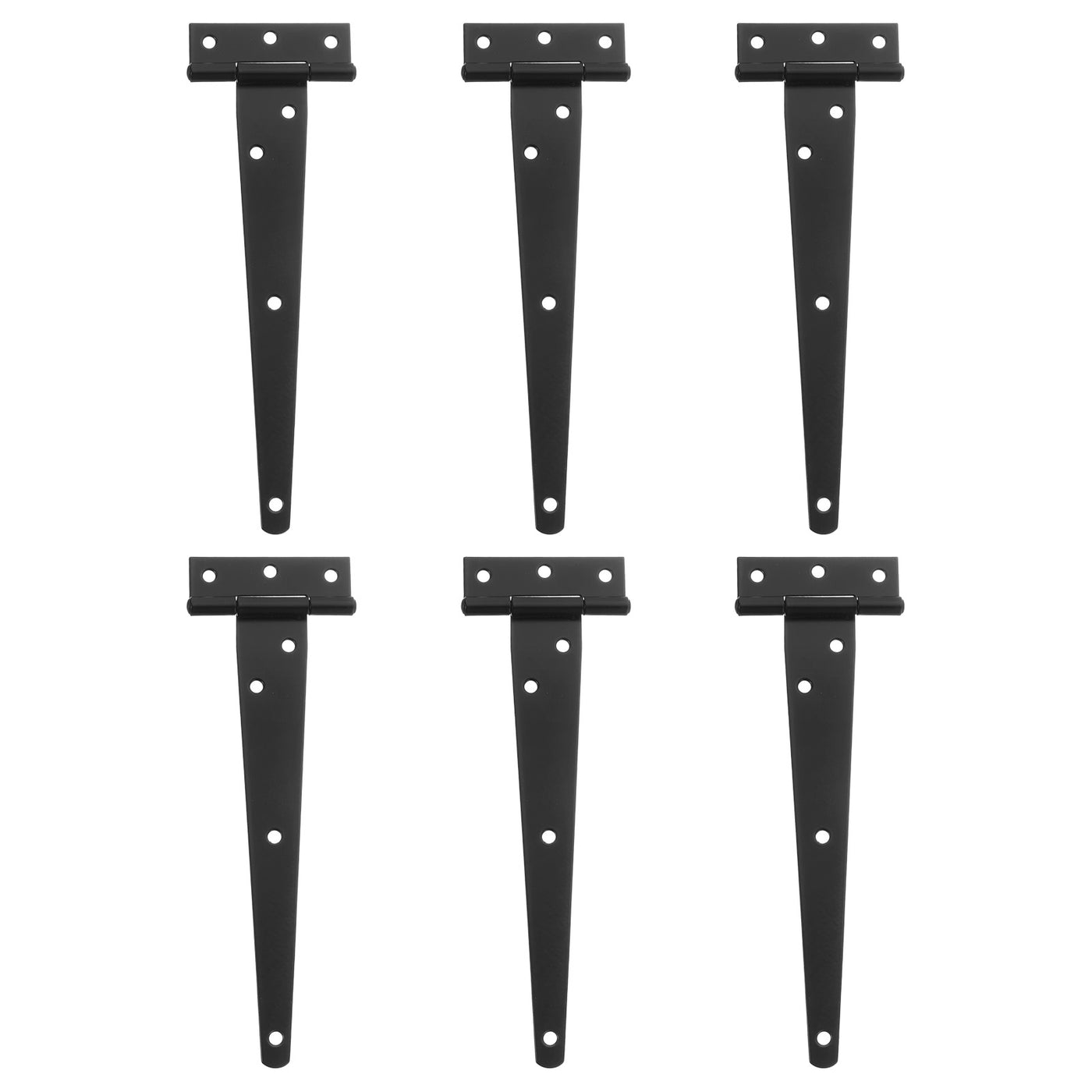 uxcell Uxcell 6Pcs T-Strap Door Hinges, 8" Wrought Tee Shed Gate Hinges Iron Hardware for Wooden Barn, Fence, Yard Door Hinges (Black)