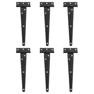 Harfington Uxcell 6Pcs T-Strap Door Hinges, 8" Wrought Tee Shed Gate Hinges Iron Hardware for Wooden Barn, Fence, Yard Door Hinges (Black)