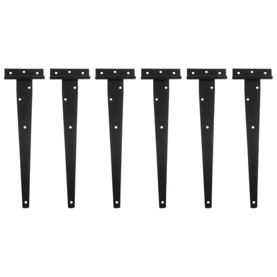 Harfington Uxcell 6Pcs T-Strap Door Hinges, 12" Wrought Tee Shed Gate Hinges Iron Hardware for Wooden Barn, Fence, Yard Door Hinges (Black)