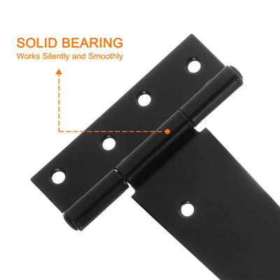 Harfington Uxcell 2Pcs T-Strap Door Hinges, 16" Wrought Tee Shed Gate Hinges Iron Hardware for Wooden Barn, Fence, Yard Door Hinges (Black)