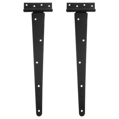 Harfington Uxcell 2Pcs T-Strap Door Hinges, 16" Wrought Tee Shed Gate Hinges Iron Hardware for Wooden Barn, Fence, Yard Door Hinges (Black)