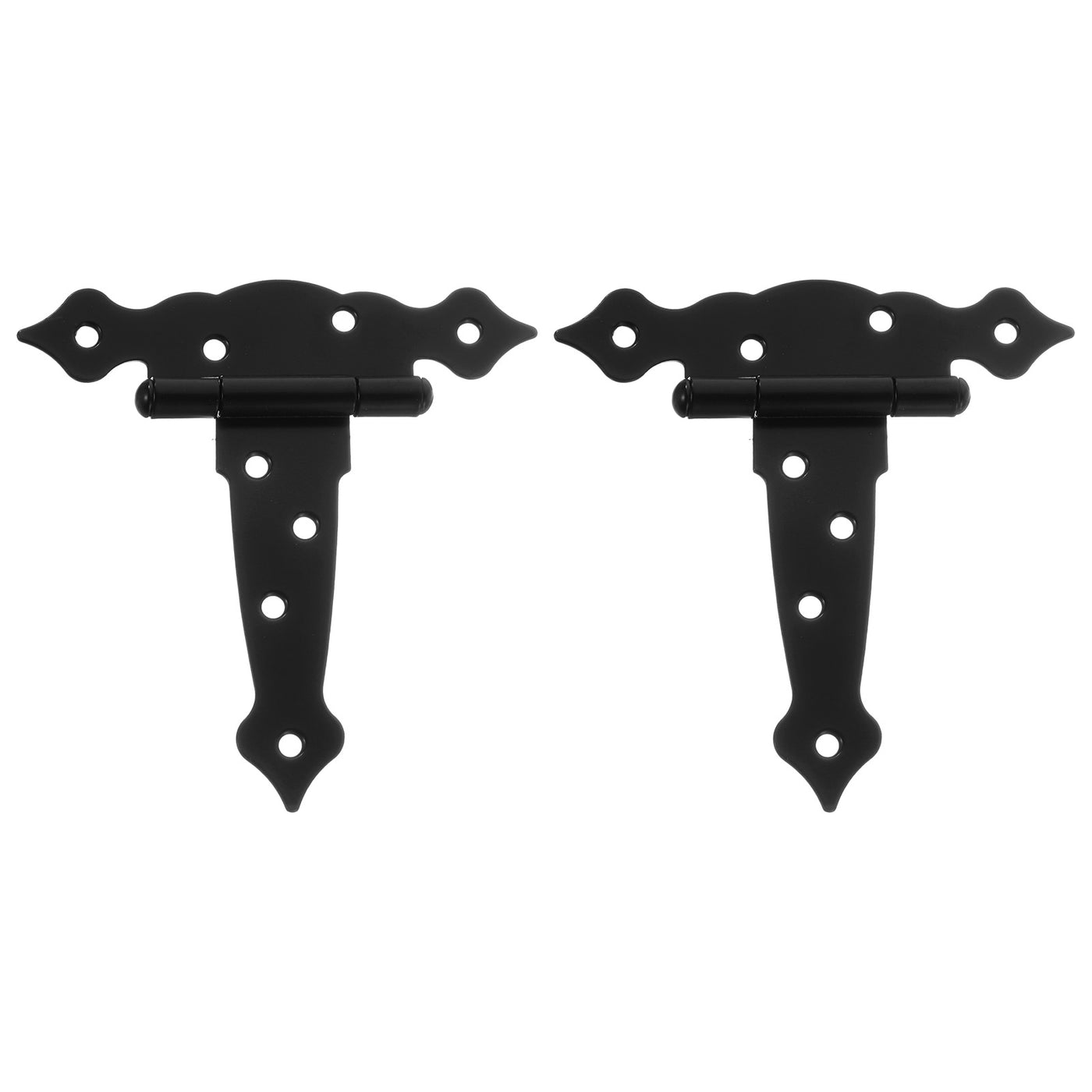 uxcell Uxcell 2Pcs T-Strap Door Hinges, 5" Wrought Tee Shed Gate Hinges Iron Hardware for Wooden Barn, Fence, Yard Door Hinges (Black)