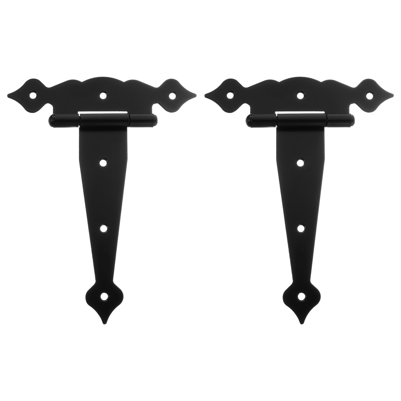 uxcell Uxcell 2Pcs T-Strap Door Hinges, 8" Wrought Tee Shed Gate Hinges Iron Hardware for Wooden Barn, Fence, Yard Door Hinges (Black)