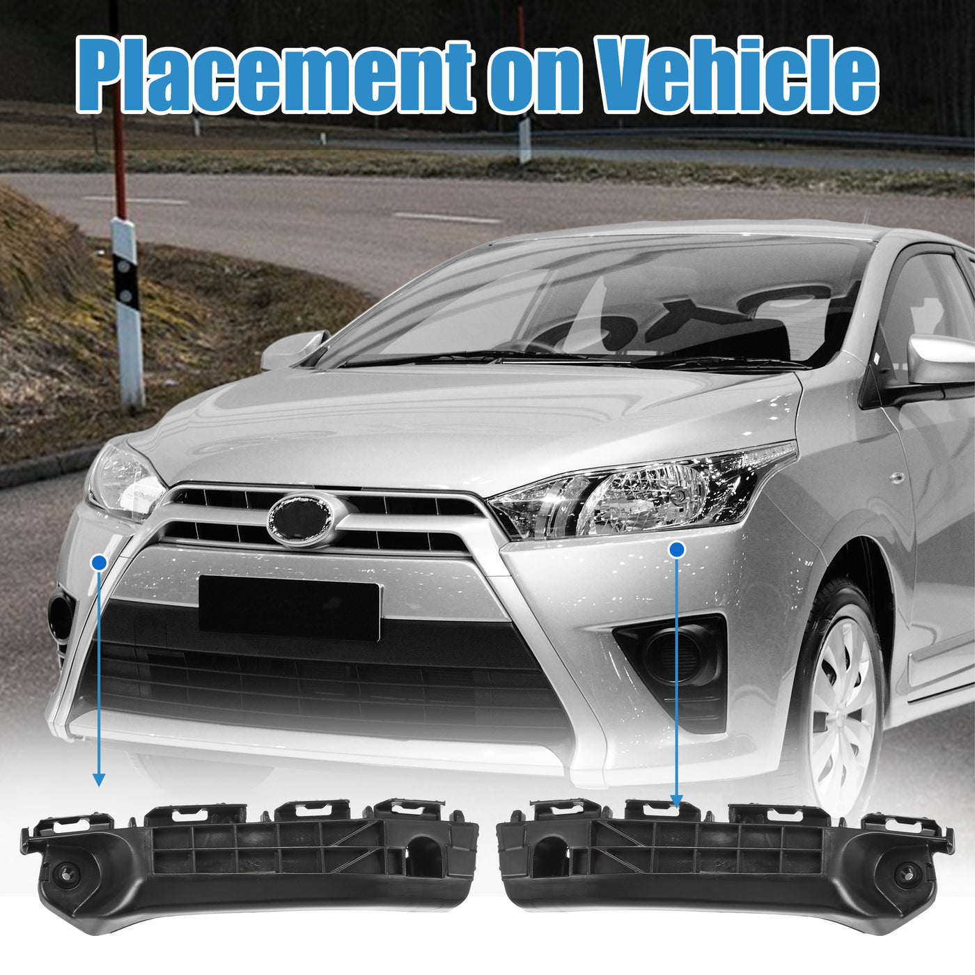 uxcell Uxcell 1 Pair Left and Right Side Front Bumper Bracket No.5253652080/5253552110 for Toyota Yaris 2012 2013 2014