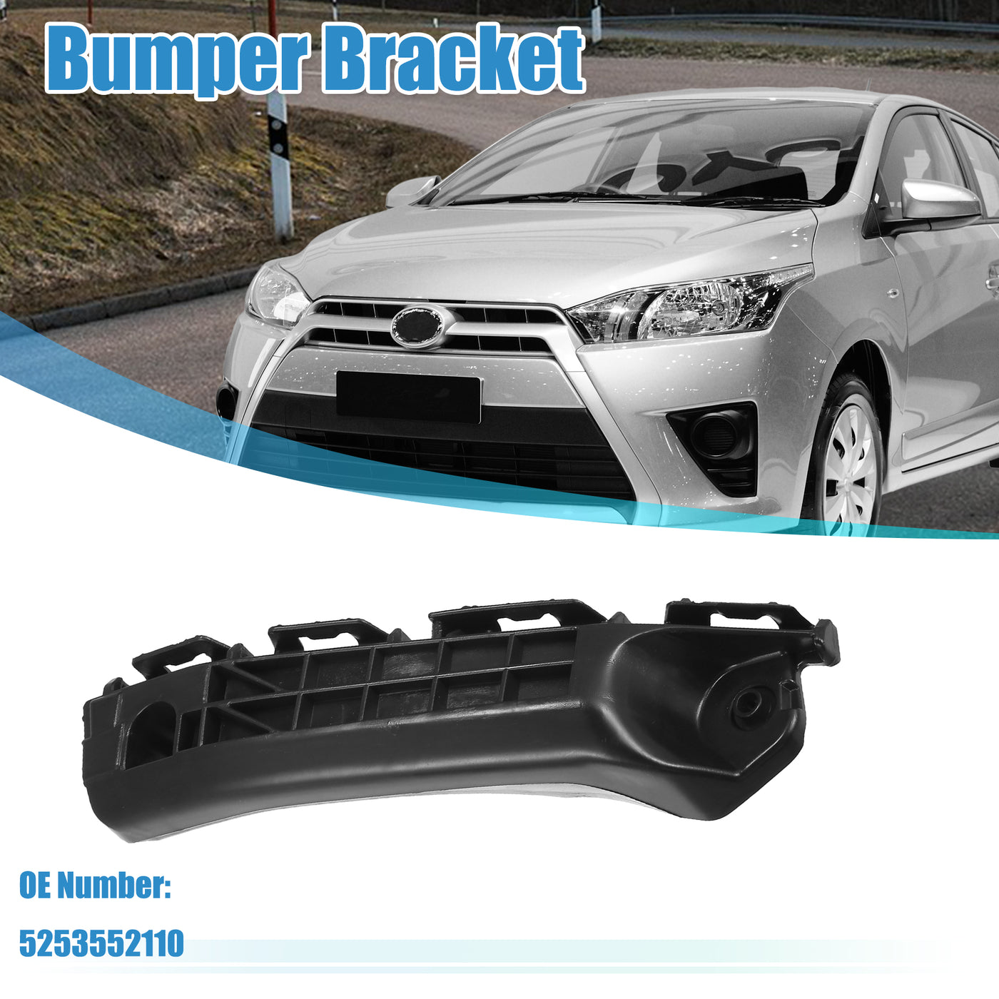 uxcell Uxcell Right Side Front Bumper Bracket No.5253552110 for Toyota Yaris 2012 2013 2014